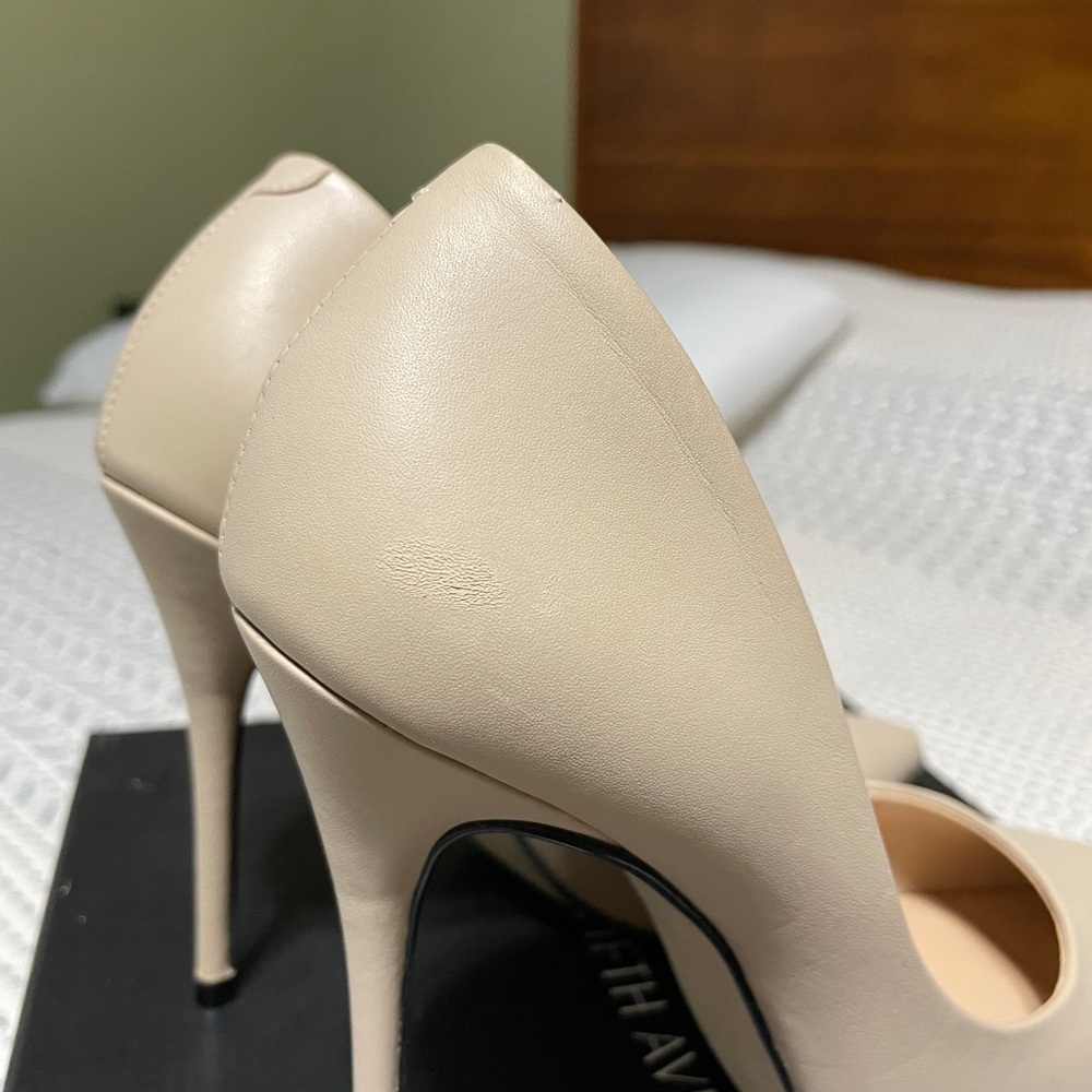 Saks Fifth Avenue Napa Leather Nude High Heels 6.5 - Picture 5 of 7
